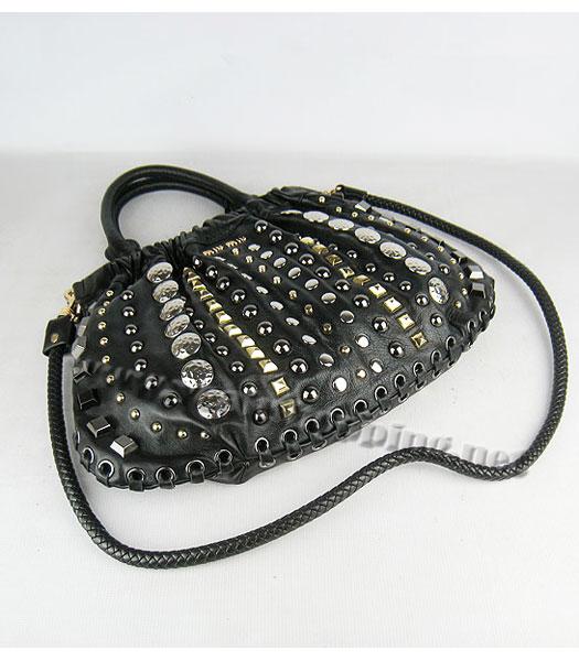 Miu Miu Studded Shoulder Tote PM Handbag Black-3