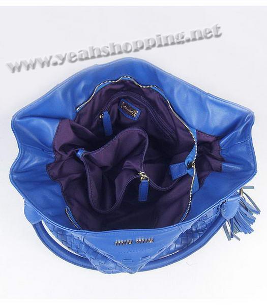 Miu Miu Supple Lambskin Woven Tote Bag in Blue-5