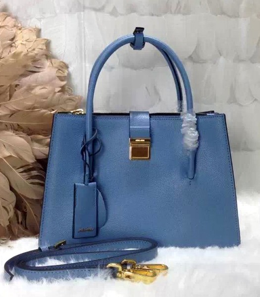 Miu Miu Top-quality Original Leather Tote Bag Light BlueDark Blue