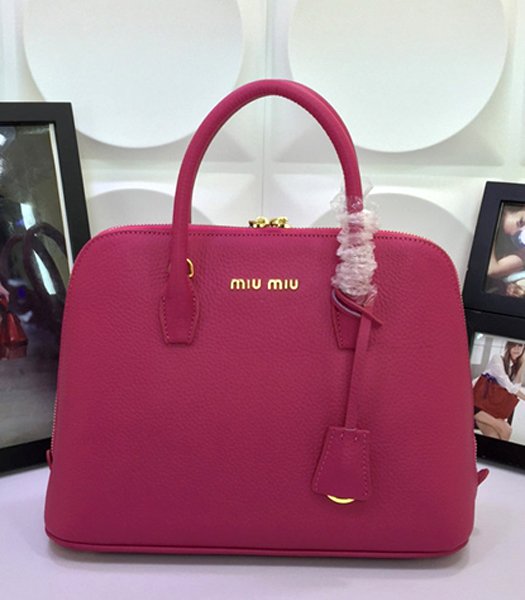 Miu Miu Top-quality Plum Red Leather Top-handle Bag