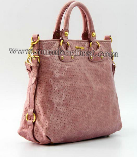 Miu Miu Tote Bag in Pink Oil Skin Leather-1