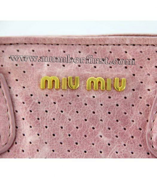 Miu Miu Tote Bag in Pink Oil Skin Leather-3