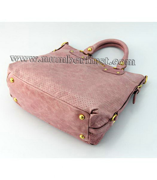 Miu Miu Tote Bag in Pink Oil Skin Leather-4