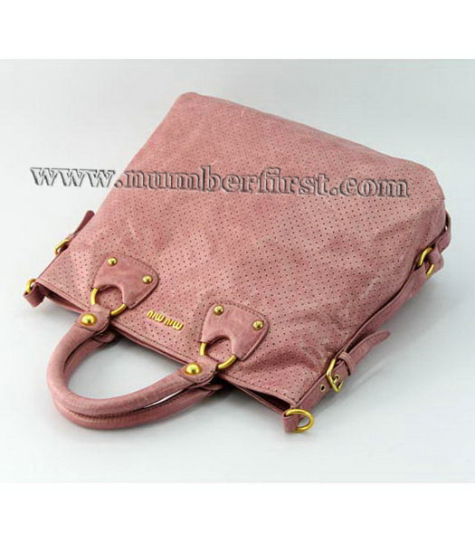 Miu Miu Tote Bag in Pink Oil Skin Leather-5