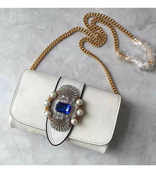 Miu Miu White Original Leather Pearls Small Bag