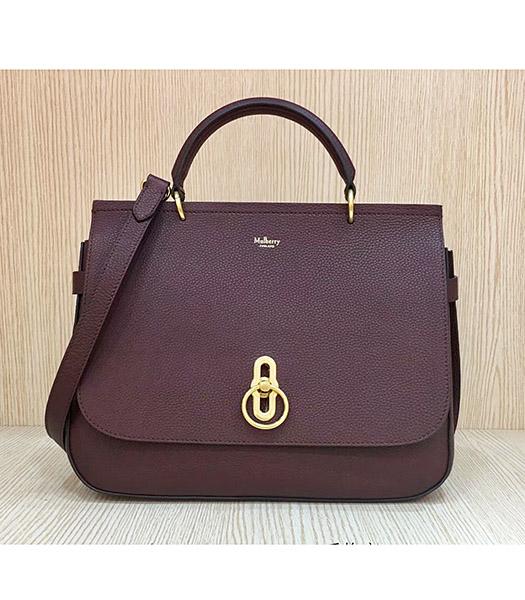 Mulberry Amberley Jujube Litchi Veins Leather 32cm Tote Shoulder Bag