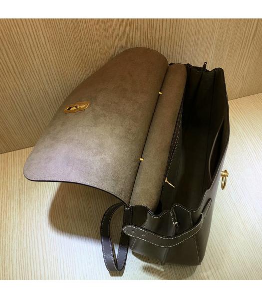 Mulberry Amberley Khaki Plain Veins Calfskin Leather 32cm Tote Shoulder Bag-2