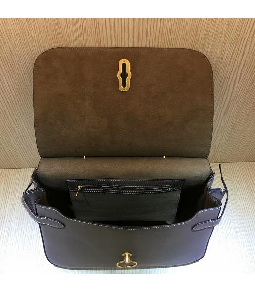Mulberry Amberley Khaki Plain Veins Calfskin Leather 32cm Tote Shoulder Bag-3