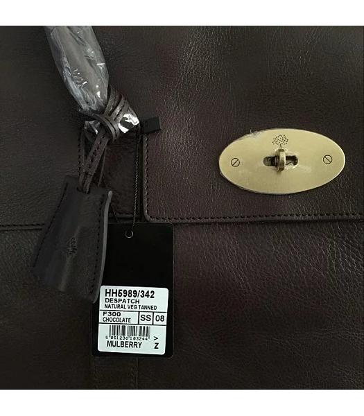 Mulberry Bayswater Dark Coffee Plain Veins Leather 50cm Oversize Bag-5