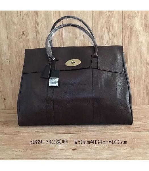 Mulberry Bayswater Dark Coffee Plain Veins Leather 50cm Oversize Bag