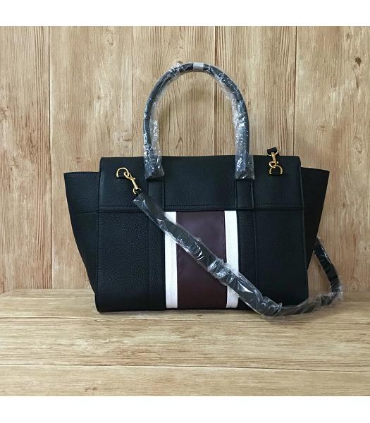 Mulberry Bayswater Web Black Litchi Veins Leather 37cm Tote Bags-6
