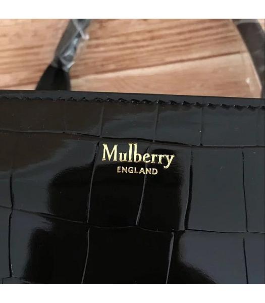Mulberry Black Croc Veins Leather 31cm Tote Bag-4