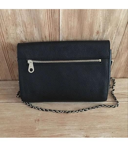 Mulberry Black Litchi Veins Leather Envelope Shoulder Bag Silver Chain-5