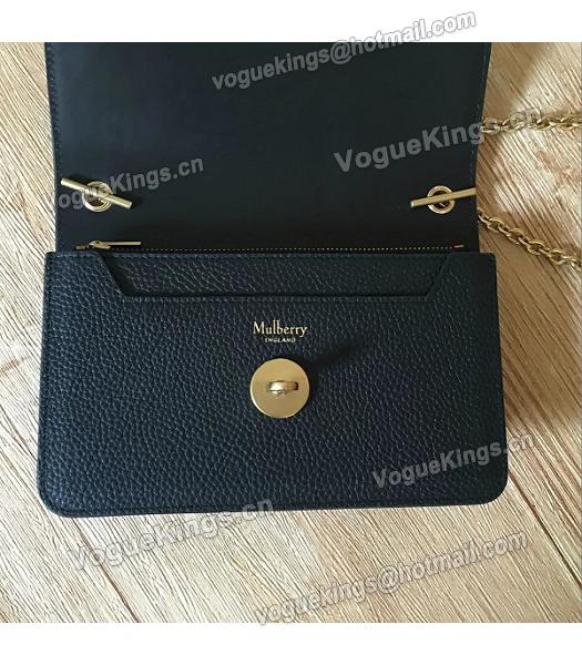 Mulberry Black Litchi Veins Leather Golden Chains Bag-2