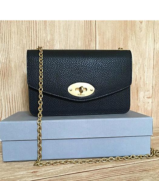 Mulberry Black Litchi Veins Leather Golden Chains Bag