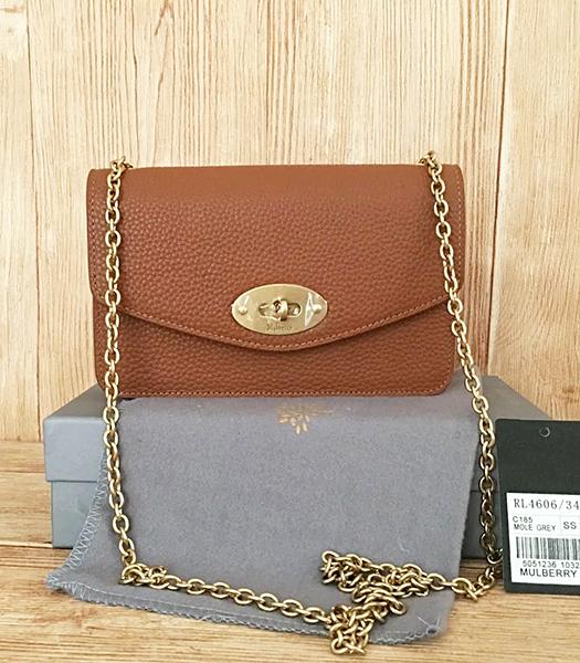 Mulberry Earth Yellow Litchi Veins Leather Golden Chains Bag