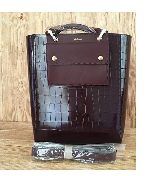 Mulberry Jujube Croc Veins Leather 31cm Tote Bag