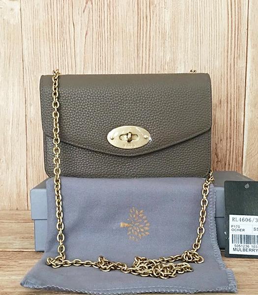 Mulberry Khaki Litchi Veins Leather Golden Chains Bag