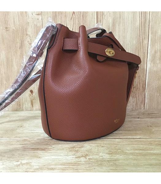 Mulberry Light Coffee Litchi Veins Leather Bucket Bag-1