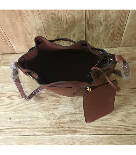 Mulberry Light Coffee Litchi Veins Leather Bucket Bag-2