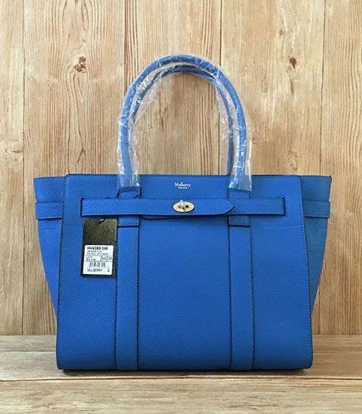 Mulberry Litchi Veins Leather Top Handle Midium Bag Blue