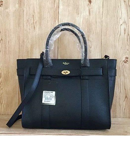 Mulberry Litchi Veins Leather Top Handle Small Bag Black