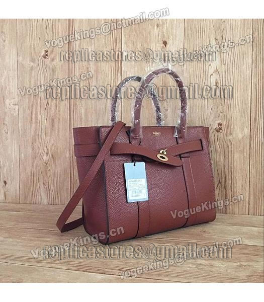 Mulberry Litchi Veins Leather Top Handle Small Bag Coffee-2