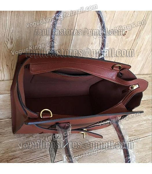 Mulberry Litchi Veins Leather Top Handle Small Bag Coffee-5