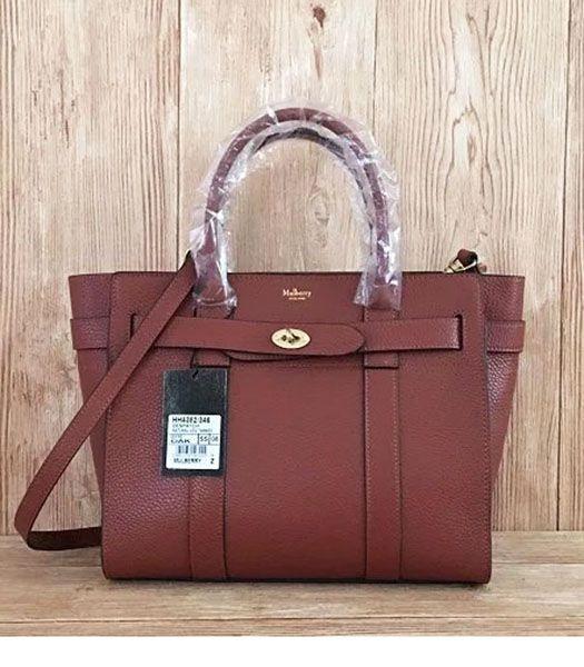 Mulberry Litchi Veins Leather Top Handle Small Bag Coffee