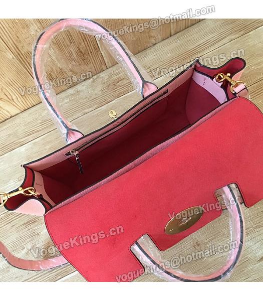 Mulberry Litchi Veins Pink Leather Top Handle Bag-3