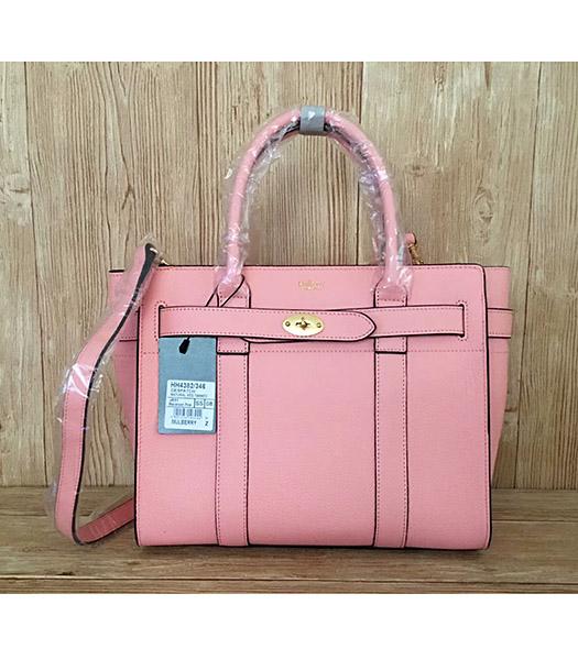 Mulberry Pink Litchi Veins Leather Top Handle Small Bag