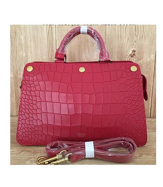 Mulberry Red Croc Veins Leather Top Handle Bag