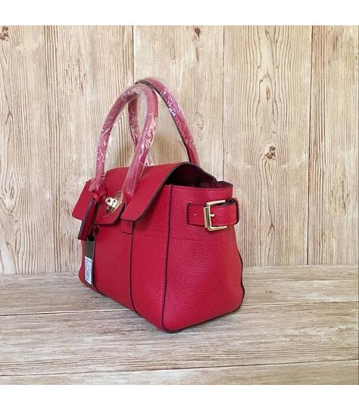 Mulberry Red Plain Veins Leather 28cm Tote Bag-1