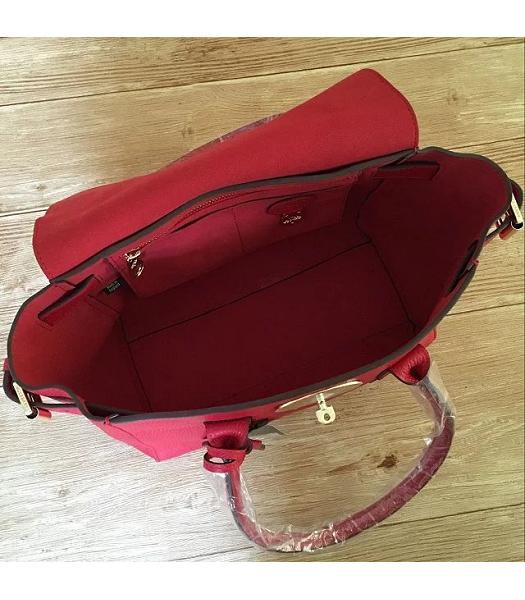 Mulberry Red Plain Veins Leather 28cm Tote Bag-3