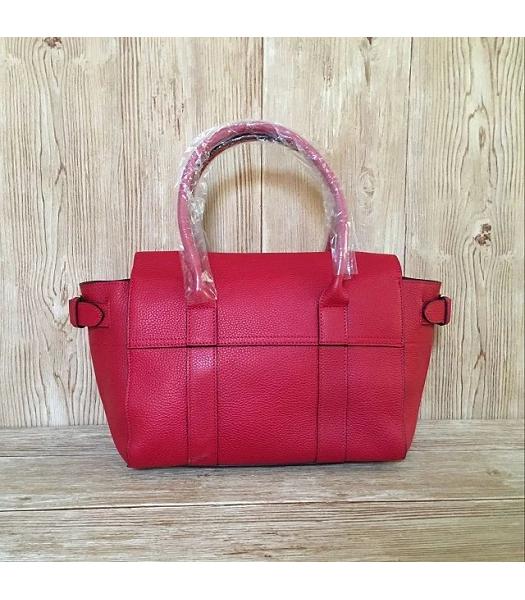 Mulberry Red Plain Veins Leather 28cm Tote Bag-5