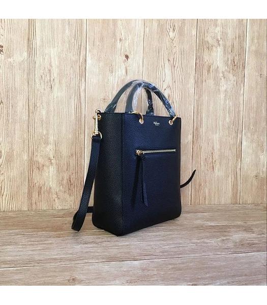 Mulberry Small Maple Black Litchi Veins Leather 23cm Tote Bag-4