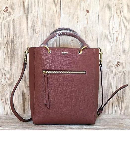 Mulberry Small Maple Light Coffee Litchi Veins Leather 23cm Tote Bag
