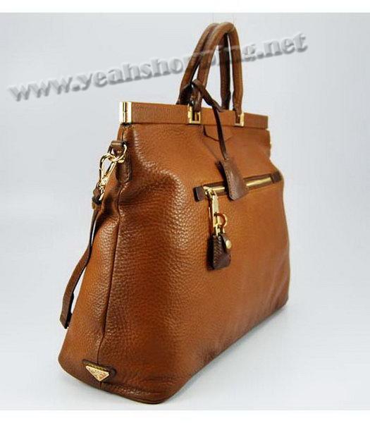 Prada 2010 New Tote Bag in Light Coffee Oil Wax Leather-1