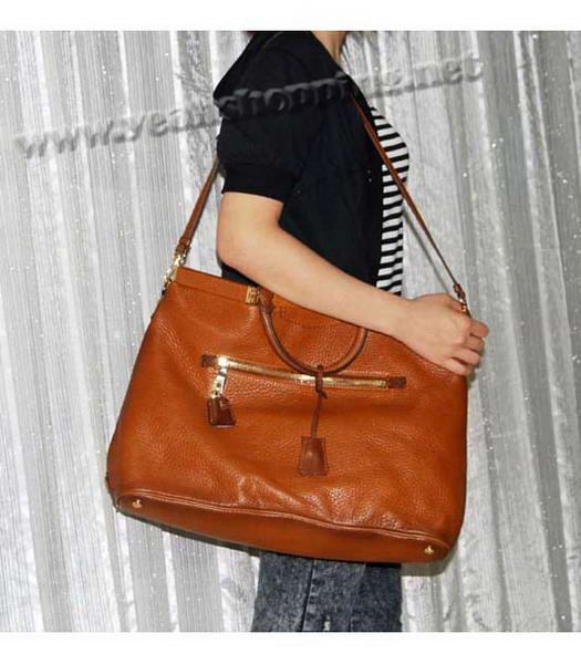 Prada 2010 New Tote Bag in Light Coffee Oil Wax Leather-9