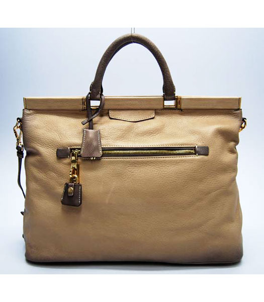 Prada 2010 New Tote Bag in Offwhite Oil Wax Leather