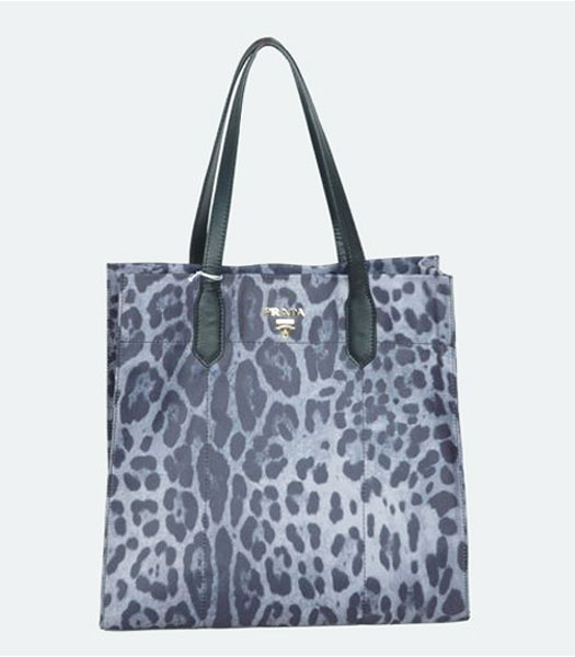 Prada Animal Print Canvas Bag Blue