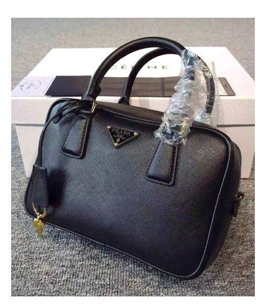 Prada BL0705 Geranio Saffiano Mini Cross-Body Bag Black Leather