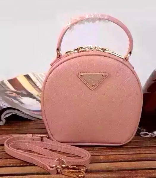 Prada BL0896 Saffiano Cross Veins Leather Mini Hobo Bag Light Pink
