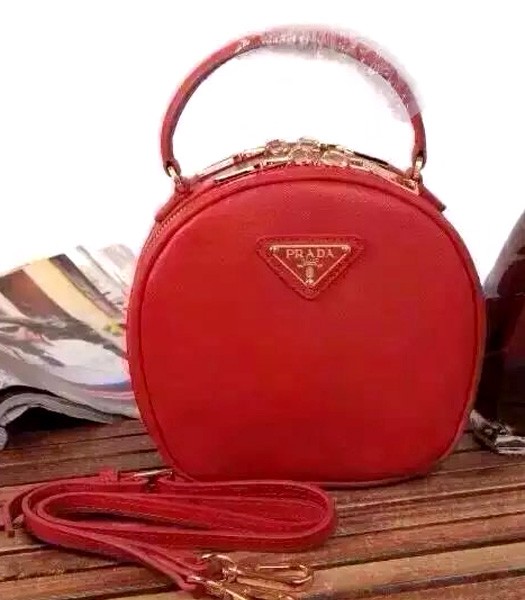 Prada BL0896 Saffiano Cross Veins Leather Mini Hobo Bag Red