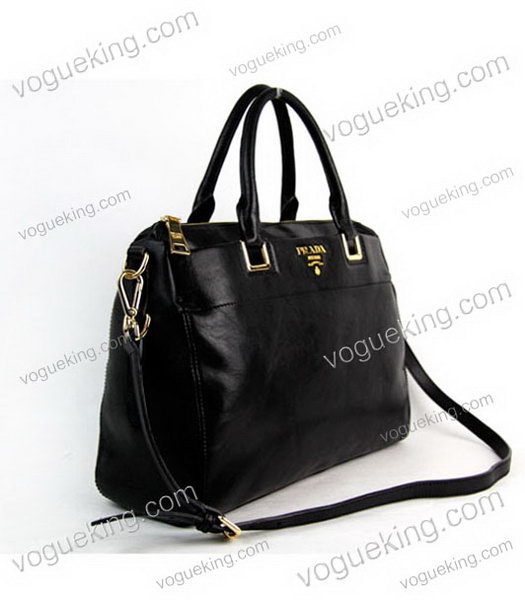 Prada Black Calfskin Leather Top Handle Bag-2