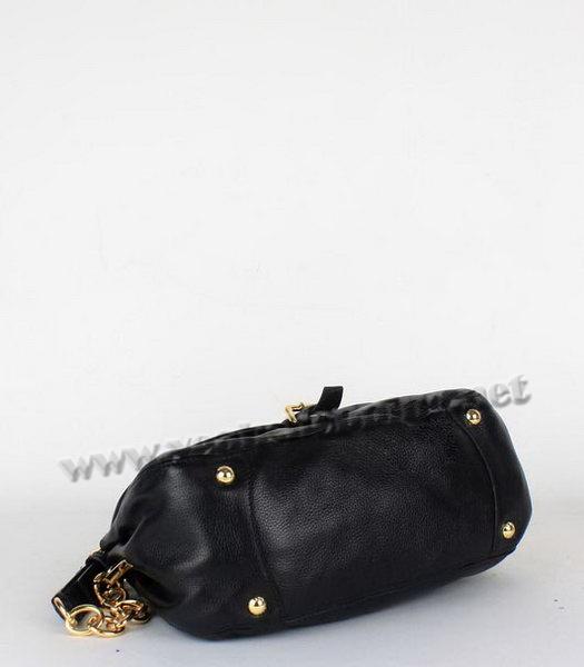 Prada Black Cow Leather Chain Shoulder Bag-5