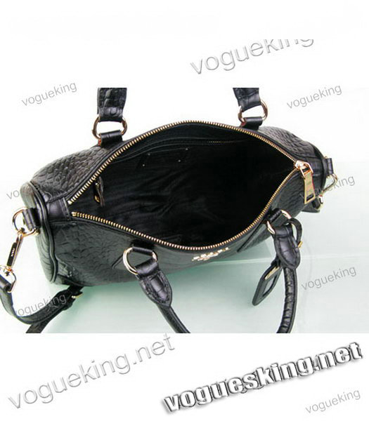 Prada Black Croc Veins Leather Tote Handbag-6