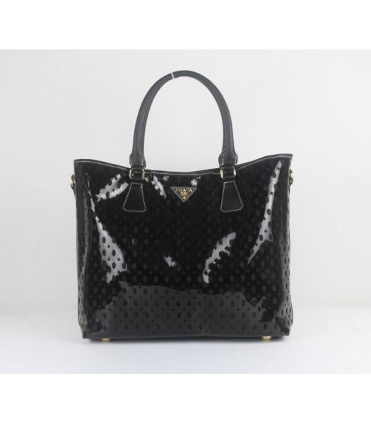Prada Black Cutout Oversized Shopper Tote Bag