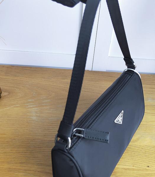Prada Black Nylon With Original Leather Hobo Bag-3