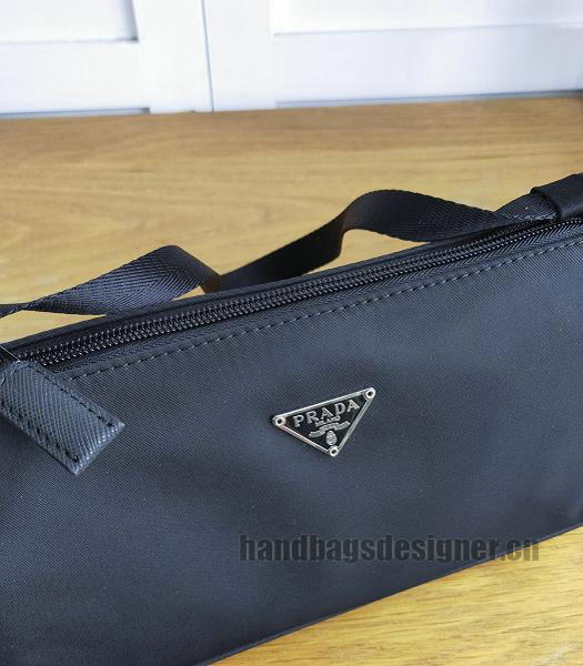 Prada Black Nylon With Original Leather Hobo Bag-4